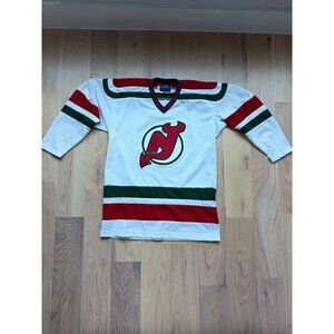 Vintage New Jersey Devils Hockey Jersey Alpha Sportswear Adult Small NHL Green